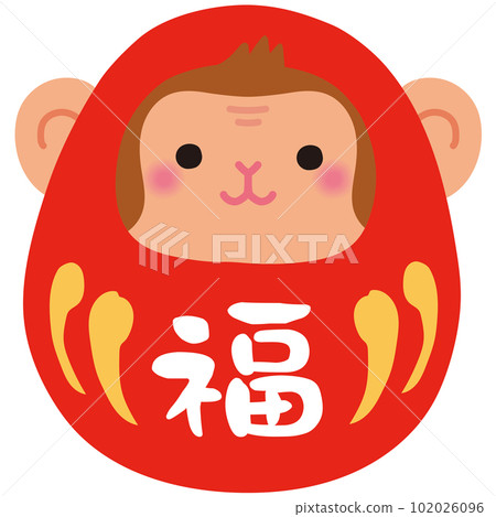 Monkey Bodhidharma Year of the Monkey Zodiac Daruma New Year's card material Bodhidharma Good luck Monkey Bodhidharma Year of the Monkey Zodiac Daruma New Year's card material Bodhidharma Good luck 102026096