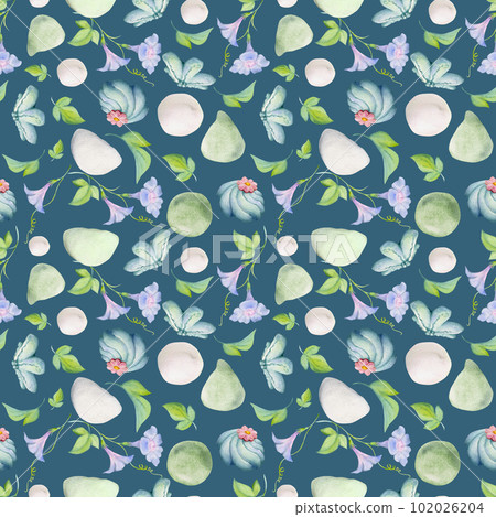 Watercolor seamless pattern with hand drawn traditional Japanese sweets. Wagashi, mochi, summer flowers. Isolated on color background. Invitations, restaurant menu, greeting cards, print, textile Watercolor seamless pattern with hand drawn traditional Japanese sweets. Wagashi, mochi, summer flowers. Isolated on color background. Invitations, restaurant menu, greeting cards, print, textile 102026204
