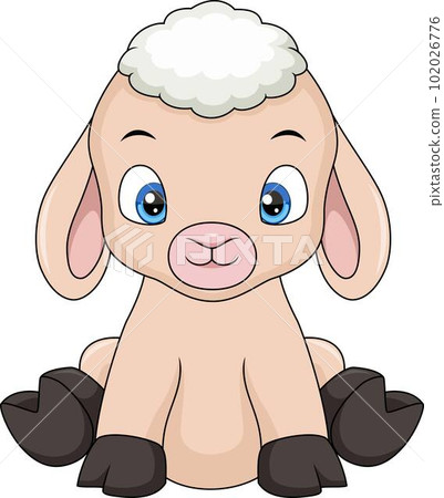 Cute baby sheep cartoon sitting Cute baby sheep cartoon sitting 102026776