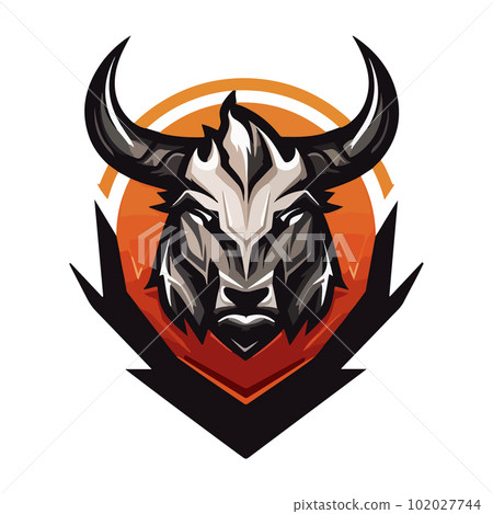 Bull mascot logo design vector with modern illustration concept style for badge, emblem and t-shirt printing. Angry bull illustration for sport team Bull mascot logo design vector with modern illustration concept style for badge, emblem and t-shirt printing. Angry bull illustration for sport team 102027744