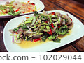 Spicy Thai fish salad, Thai cuisine 102029044