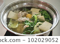 Boiled vegetable and pork in hot pot 102029052