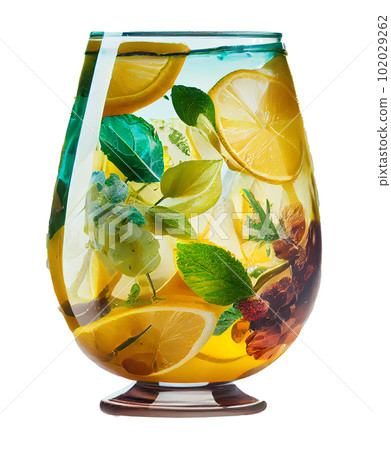 delicious lemonade glass on white background. 102029262