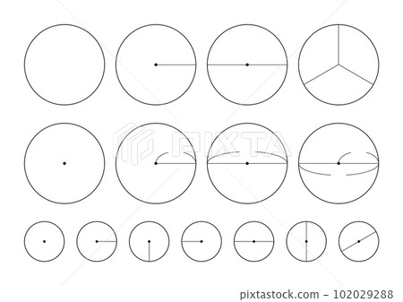 Set of circles with center and diameter/radius - solid line Set of circles with center and diameter/radius - solid line 102029288