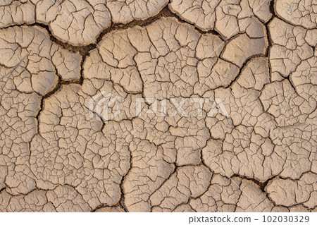 Abstract pattern formed by cracked dry clay 102030329