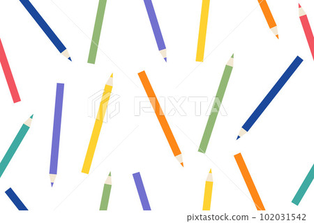Seamless pattern of colored pencils on a white background for office and school. Vector illustration. 102031542