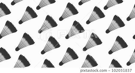 Seamless vector pattern of badminton shuttlecocks. Seamless pattern with flounce and feather sports theme of badminton.Vector illustration 102031837