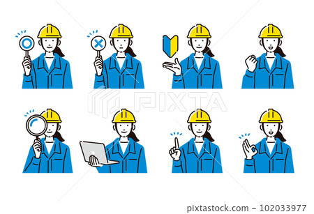 Female set of work clothes wearing a helmet 102033977