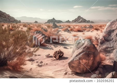 Hyper-realistic surreal desert landscape. AI generated 102036201