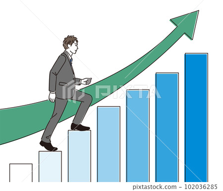 businessman climbing chart stairs 102036285