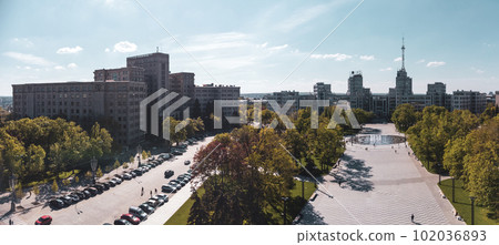 City aerial on Derzhprom and University buildings City aerial on Derzhprom and University buildings 102036893