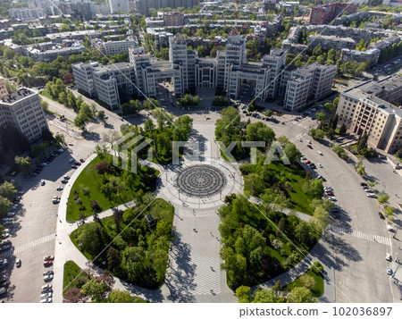 Aerial view on Derzhprom building, Kharkiv Ukraine Aerial view on Derzhprom building, Kharkiv Ukraine 102036897