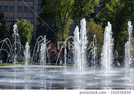 Fountains on Freedom square in Kharkiv city 102036930