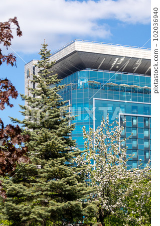 Modern Palace hotel building in spring Kharkiv Modern Palace hotel building in spring Kharkiv 102036940