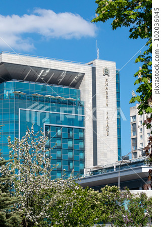 Modern Palace hotel building in spring Kharkiv Modern Palace hotel building in spring Kharkiv 102036945