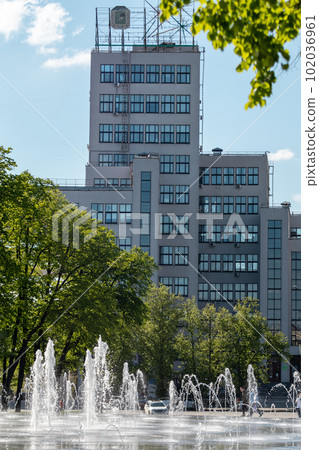 Derzhprom building in spring Kharkiv city Derzhprom building in spring Kharkiv city 102036961