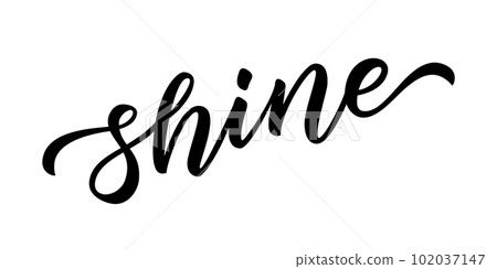 SHINE. Hand drawn brush lettering black word shine with stars on white background. Vector illustration 102037147