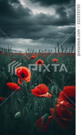 Poppy flower background for Anzac day. Illustration AI Generative 102038350