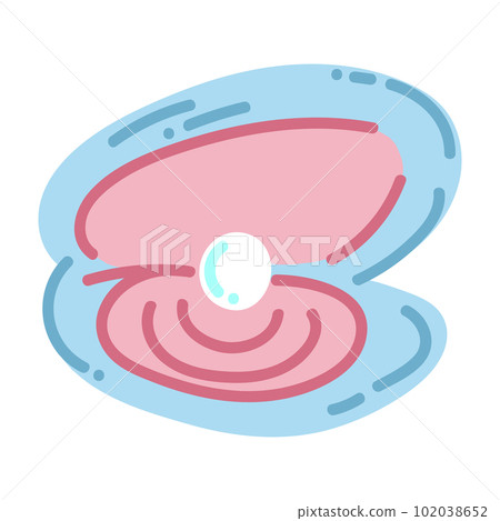 Beautiful pearl in an open shell in the flat style 102038652