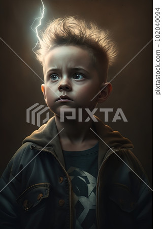 Artificial intelligence futuristic child portrait dark background Artificial intelligence futuristic child portrait dark background 102040094