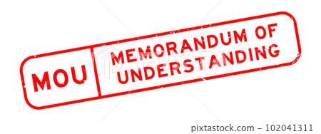 Grunge red MOU memorandum of understanding word square rubber seal stamp on white background 102041311