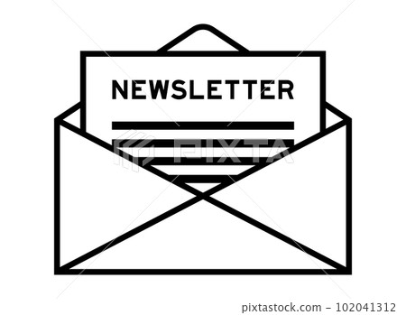 Envelope and letter sign with word newsletter as the headline 102041312