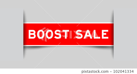 Red color square label sticker with word boost sale that inserted in gray background 102041334