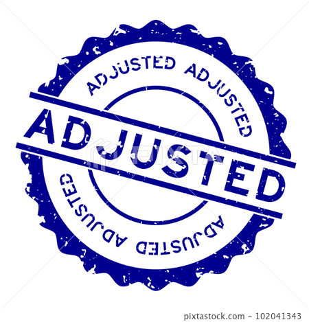 Grunge blue adjusted word round rubber seal stamp on white background Grunge blue adjusted word round rubber seal stamp on white background 102041343