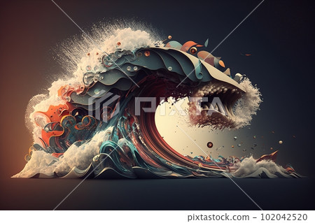 Surreal wave digital art made with generative AI Surreal wave digital art made with generative AI 102042520