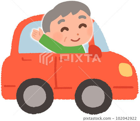 汽車的微笑的年長人 汽車的微笑的年長人 102042922