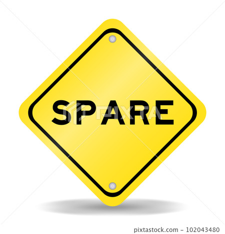 Yellow color transportation sign with word spare on white background Yellow color transportation sign with word spare on white background 102043480