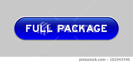 Blue color capsule shape button with word full package on gray background Blue color capsule shape button with word full package on gray background 102043540