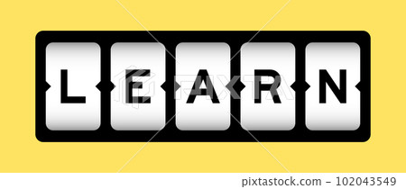 Black color in word learn on slot banner with yellow color background Black color in word learn on slot banner with yellow color background 102043549