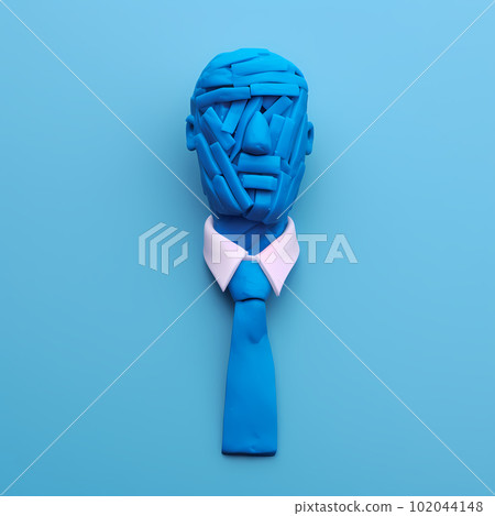 Businessman in suit holding briefcase. Leader success, management concept. Cartoon plasticine minimal style. 102044148