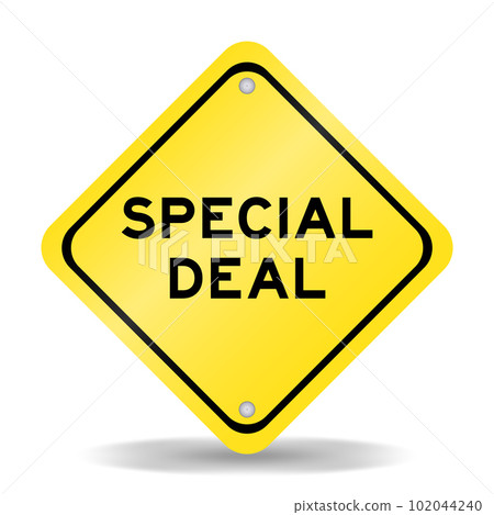 Yellow color transportation sign with word special deal on white background 102044240
