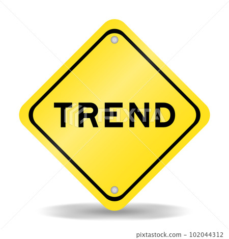 Yellow color transportation sign with word trend on white background Yellow color transportation sign with word trend on white background 102044312