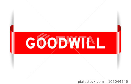 Red color inserted label banner with word goodwill on white background Red color inserted label banner with word goodwill on white background 102044346
