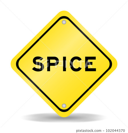 Yellow color transportation sign with word spice on white background 102044370