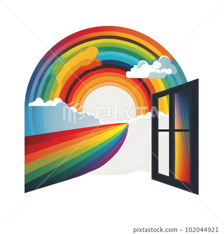 Rainbow symbol on white square background 102044921