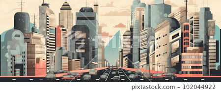 Asian city skyline with skyscrapers illustration Asian city skyline with skyscrapers illustration 102044922