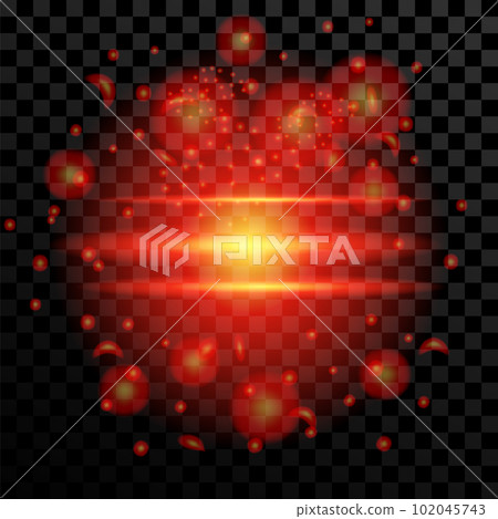 Vector Blurred Fire on Dark Background. Cartoon Flames. Bonfire Burst. Hot Red Sparks. Dangerously and Explosive Symbol 102045743
