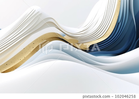 Gold blue white abstract wave acrylic cream texture streamlined shape made with generative AI Gold blue white abstract wave acrylic cream texture streamlined shape made with generative AI 102046258