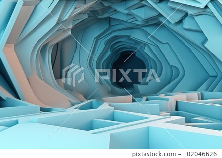 Blue abstract shapes digital art made with generative AI Blue abstract shapes digital art made with generative AI 102046626