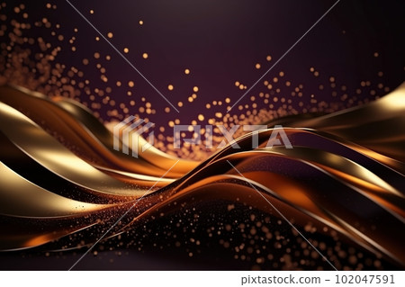Abstract purple gold neon wave made with generative AI 102047591