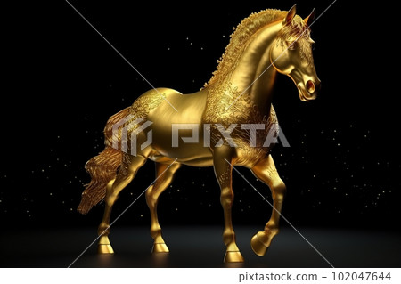 Golden figure of a horse made with generative AI 102047644