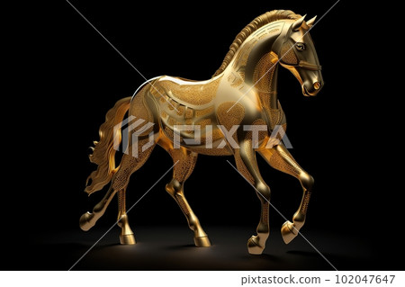 Golden figure of a horse made with generative AI 102047647