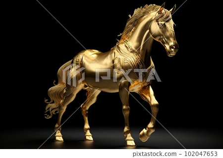 Golden figure of a horse made with generative AI 102047653