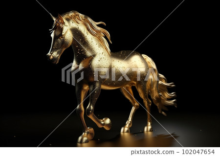 Golden figure of a horse made with generative AI 102047654