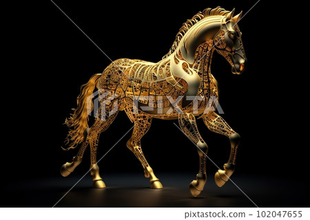 Golden figure of a horse made with generative AI 102047655