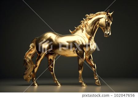 Golden figure of a horse made with generative AI 102047656